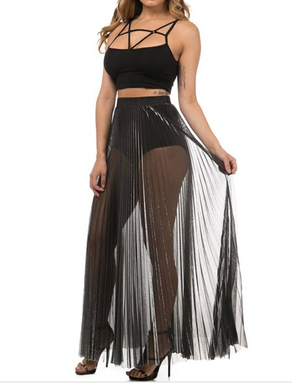 SHEER PLEATED SKIRT – Crystallize Boutique